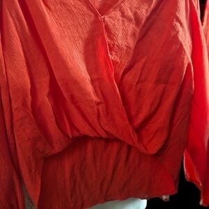 Free People Fiery Red Wrap Blouse